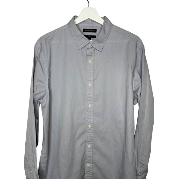 Banana Republic Shirt Mens Large Long Sleeve Button Down Top Slim Fit Gray Work - Picture 2 of 13